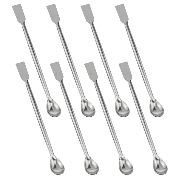 8PCS Stainless Steel Double End Reagent Sampling Spoons, 2 in 1 Lab Mixing Spoons