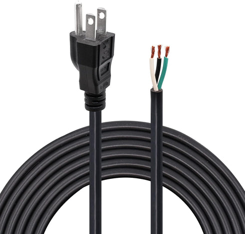 18 Gauge Replacement Power Cord, 6.46Ft Cable 110V 115V 120V 125V 300V Pigtail for Appliance, Black