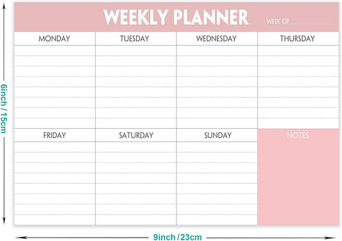 Weekly Planning Pad - Tear Off To Do List with Daily Schedule & Calendar, 52 Sheets, 6x9 in