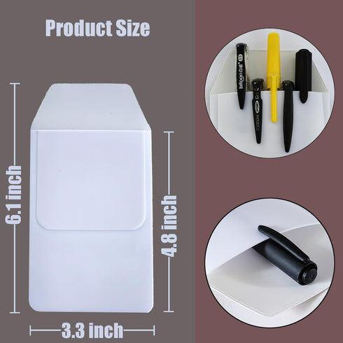 Pack of 10 Pocket Protectors, Heavy PVC Pen Holder Pouch, Leak Protector for Hospital School Office Supplies (White)