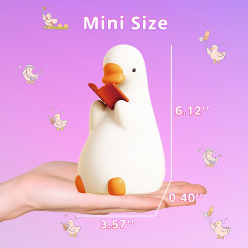 AVEKI Goose Reading Light, Soft Squishy Silicone Duck Night Light for Kids Baby Toddler, Rechargeable LED Touch Lamp