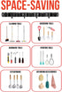 Upgraded Mop and Broom Holder Wall Mount, 5 Racks 4 Hooks, Stainless Steel Organizer for Closet, Garage, Kitchen