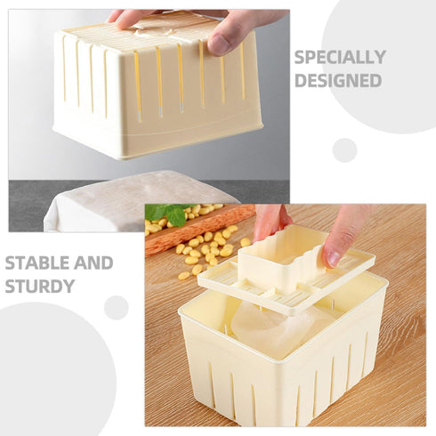 3pcs Set KICHOUSE Homemade Tofu Press Mold Box with Cheesecloth, DIY Kitchen Cooking Mold for Household Bean Curd