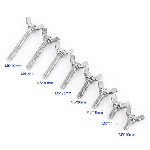 Hilitand Pack of 5PCS Wing Bolts Set M5, 304 Stainless Steel Wing Butterfly Screws Bolts Wing Bolt Fasteners(M5 x 20mm)