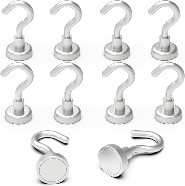 Magnetic Hooks Refrigerator, 22 LBS Super Magnets with Neodymium Rare Earth for Hanging, Pack of 10