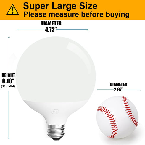 ILC G120 LED Large Globe Light Bulbs 15W, Work with Alexa, 4.72 inch, 150W Equivatlent, Color Temprature Turnable 2700K-6000K, CRI>95+, E26 Base (2 Pack) by ILC