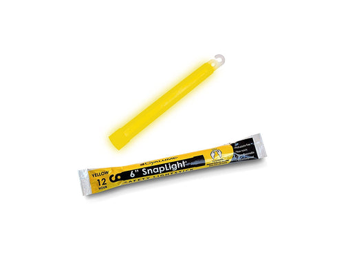 Cyalume Yellow Emergency Glow Sticks - 6” SnapLight, 8 Hour Duration, Bulk Pack of 30