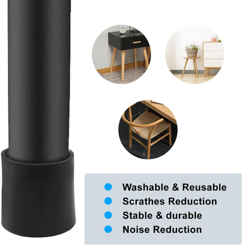 Dijedev 32Pcs 1/2 Inch (12mm) Round Black Rubber Furniture Leg Caps, Table Chair Leg Tips Caps, Floor Protectors