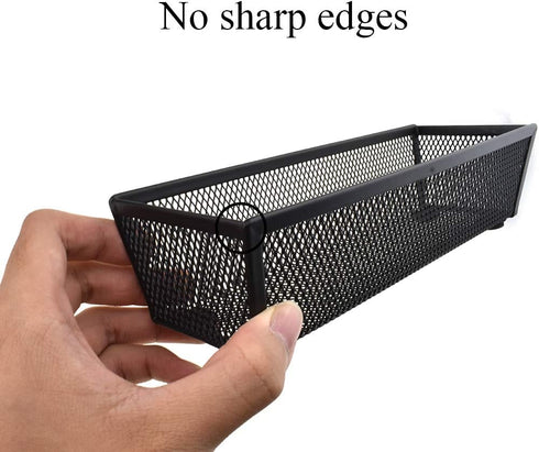 HAHIYO Stackable Mesh Tray Cup, Sturdy Container for Desk Drawer Organizer, 2 Pack Black