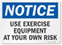 Smartsign "Notice: Use Exercise Equipment at Own Risk" Plastic Sign, 10" x 14", Black/Blue on White