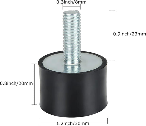8PCS M8 Rubber Isolator Mounts, Anti Vibration Generator Isolation Mounts with Single Stud, Rubber Shock Absorber Mounts Isolation Mounts for Air Compressors, Garage Motor, Diesel Engines by FVIEXE