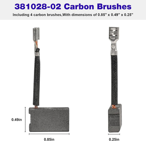 4Packs 381028-02 381028-08 Carbon Brushes Compatible with Dewalt Electric Power Tools DW368,DW702,DW703,DW706E,DW708,DW715,DW716,DW717,DW718,DWS780,DW744X