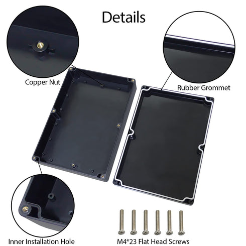 LeMotech Project Box ABS Plastic Junction Box IP65 Waterproof Universal Electrical Enclosure Black 8.9X 5.7X 3.1 inch