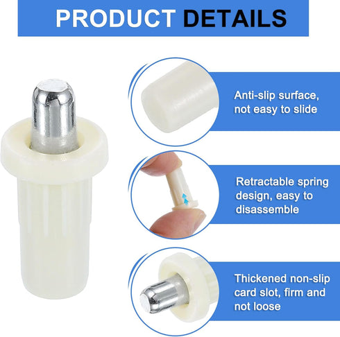 40pcs White(1 0.46 0.31 Inch) uxcell Shutter Repair Pins, Spring Loaded Plantation Shutter Replacement Repair Pins