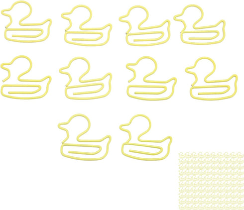 Yellow Duck Paper Clips, 100 PCS, Lightweight Portable Metal Paperclip, Electroplating Process for Office School DIY