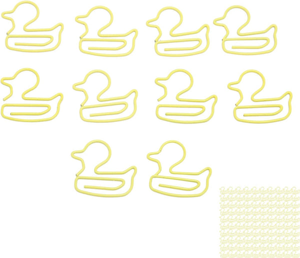 Yellow Duck Paper Clips, 100 PCS, Lightweight Portable Metal Paperclip, Electroplating Process for Office School DIY
