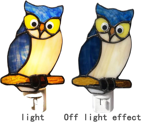 HUIMIEJU Tiffany Glass Owl Night Light for Kids