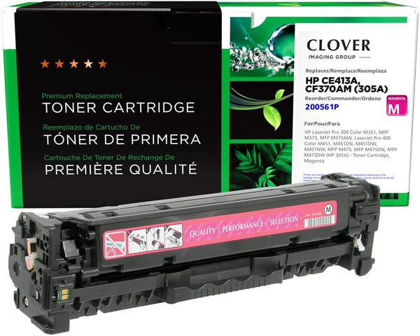 Clover Remanufactured Toner Cartridge for HP CE413A (HP 305A), Magenta