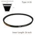 A26 V-Belts - A-Section Rubber Drive Belt, 26" Inner Length x 8mm Thickness x 13mm Width, Black, 40 Degree