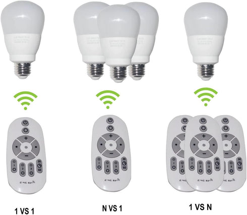 Smart LED Light Bulb Dimmable with Remote Control, E27 9W, Adjustable Color Temperature and Brightness, 2 Pack