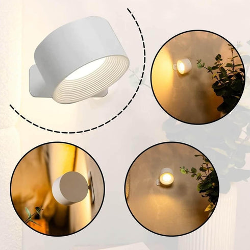 Generic 360 Lights in Sweden Style Remote Wall Lamp with Magnetic Rotation, Peel and Stick Wall Sconce with Remote