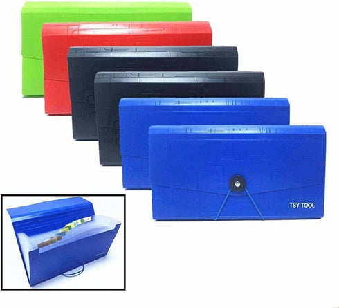 Pack of 4 Expandable File Folder - 10"x5.5" Portable Accordion Document Pocket, Office Desk Organizer with 13 Pockets,