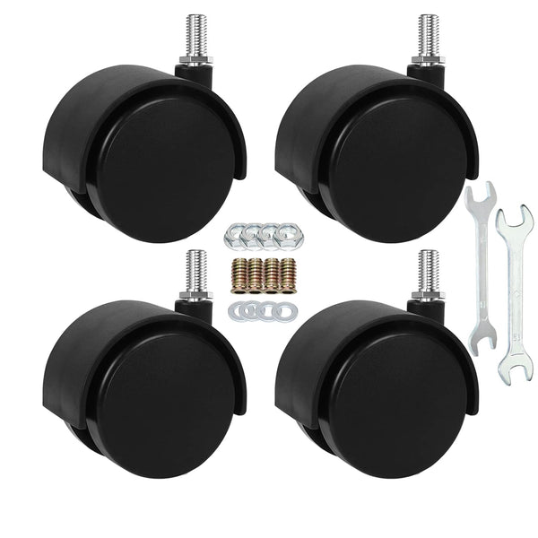 2" Stem Casters Replacement Wheels, Threaded Swivel Furniture Caster with Brakes, 100Lbs Capacity