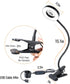 Clamp on Desk Lamp, 8W Clip Light with 3 Color Options, 10 Dimmable Illumination Modes (Black)