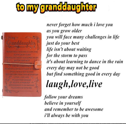 To My Granddaughter Leather Journal - I Will Always Be with You - PU Leather Notebook Sketchbook Diary
