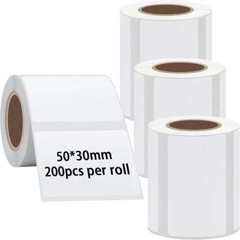 Hybsk 50x30mm Portable Printer Label Paper Multi-Purpose Tear Resistant Direct Thermal Labels