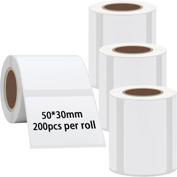 Hybsk 50x30mm Portable Printer Label Paper Multi-Purpose Tear Resistant Direct Thermal Labels