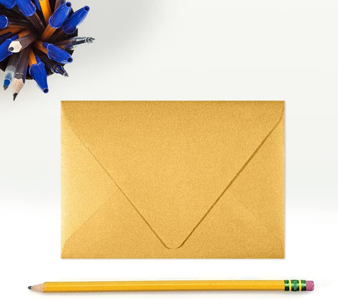 LUXPaper 4Bar A1 Gold Metallic Contour Flap Invitation Envelopes, 3 5/8" x 5 1/8", 80lb Text, 50 Qty