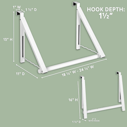 HOLDN’ STORAGE Foldable Over The Door Hanger Rack for Hanging Towels, Coats & Clothes - Hooks for Bedroom, Washroom,