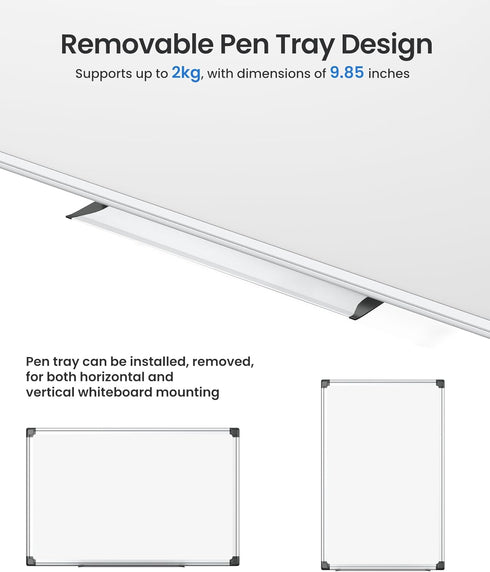 Magnetic White Board Kit for Wall - 18" x 12", 1 Dry Eraser & 2 Multicolor Markers, Sliver Aluminum Frame
