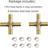 2 Pcs 3/8 "(10mm) brass hose barb joint 4-way cross barb splicing repair union, with 8 oil water air hose clamps, (+type 10mm)