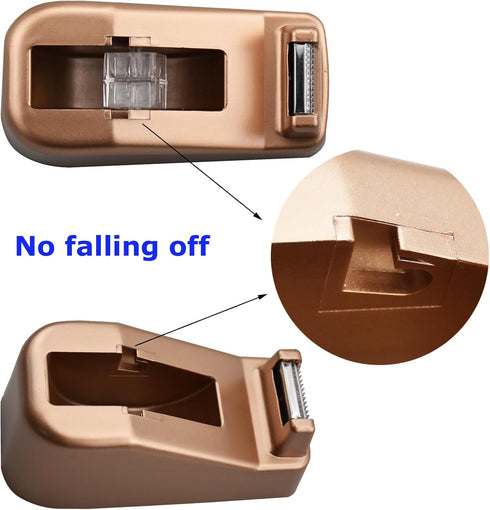 Small Desk Tape Dispenser, Heavy Duty Cute Desktop with Weighted Non-Skid Base for 1 Inch Core Tape, Luxury Gold