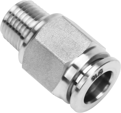 Push to Connect Fitting - 304 Stainless Steel Male Straight 5/16" Tube OD x 1/8" NPT Thread Pneumatic Fitting (Pack of