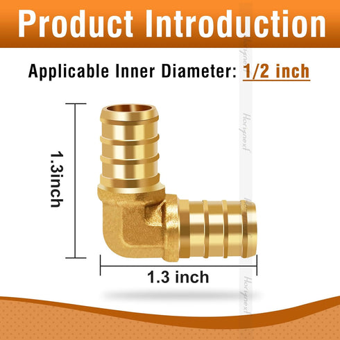 30 Pcs 1/2 Inch PEX Fitting, Straight/90 Degree Elbow/Tee Brass Coupling for PVC Tubing Connection