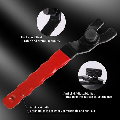 Adjustable Pin Wrench for Angle Grinder Machine, Grinder Spanner Wrench (Red)