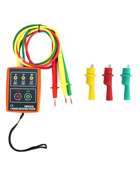 QWORK Professional 3-Phase AC Voltage Tester with LED Display, 60V~600V