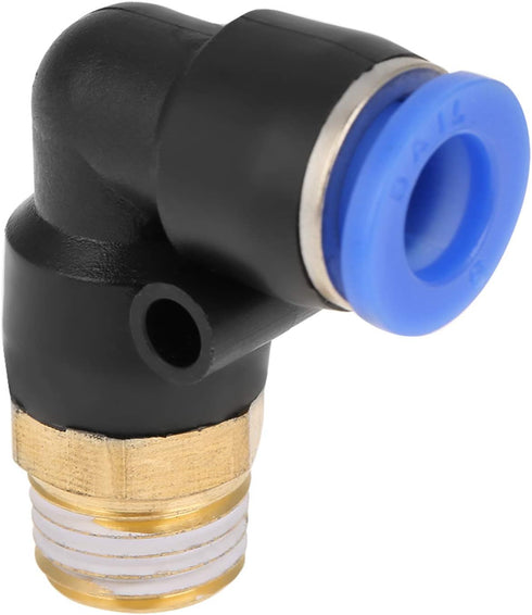 Push in Joint Pneumatic Connector, 10 pcs 8mm G1 Push Fittings, 90 Degree Male Thread Quick Connect