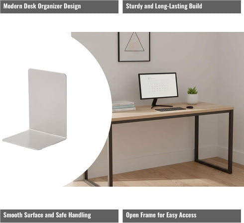 Syyavrrta Metal Bookends for Desk - Stylish Desk Organizers for Home Office and Study Room