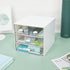 LETURE Desk Organizer with 4 Drawers, Clear Plastic Storage Box for Office Supplies and Stationery