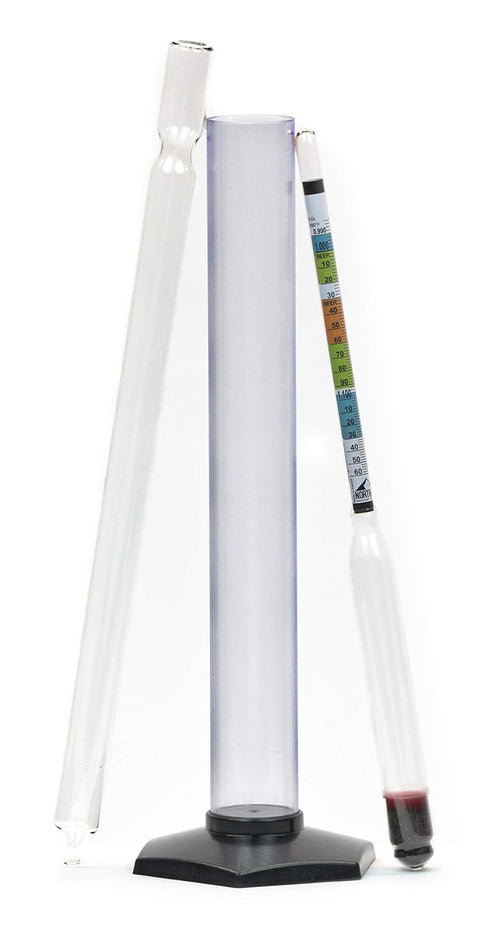 North Mountain Supply Premium Glass Triple Scale Beer & Wine Hydrometer Combo Kit with Test Jar