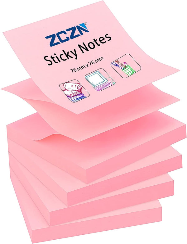 ZCZN 400 Sheets Pop-up Sticky Notes, 3 x 3 Inches, 4 Pads, Bright Color Self-Stick Notes