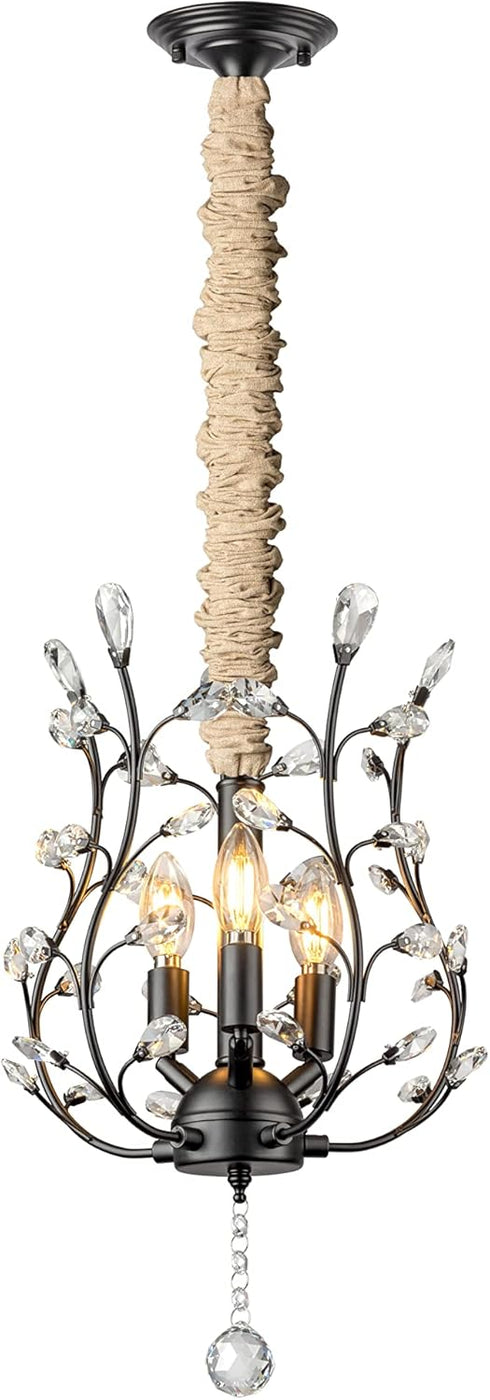 ELFCAB 1 Pack 6Feet Chandelier Chain Cover & Fabric Cord Cover Length for Chandelier Lighting Wires Natural Burlap Easy