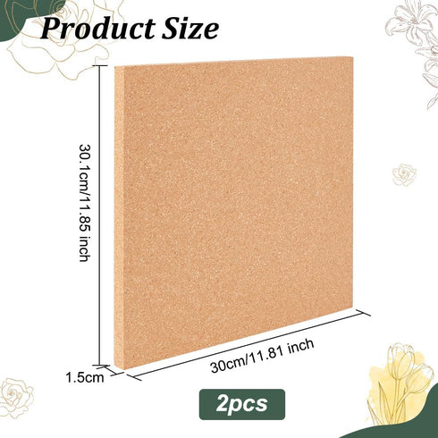 OLYCRAFT 2PCS Square Bulletin Boards 11.8x11.8 Inch Wood Cork Board 0.6 Inch Thick Square Cork Board Cork Tiles for Wall Decoration, Party and DIY Crafts Supplies