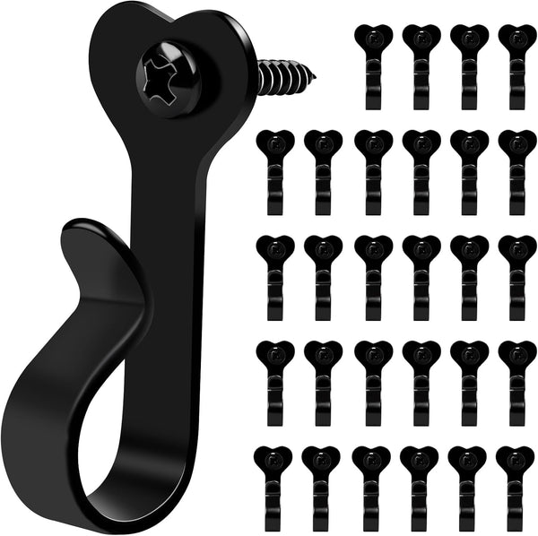 Dapute 30 Pack Outdoor String Light Hooks, Metal Steel Hooks for String Lights,