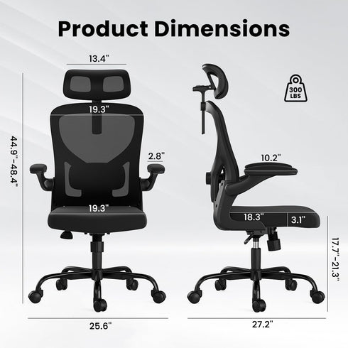 Ergonomic Office Chair, Home Office Desk Chair with Headrest, High Back Computer Chair with Armrests and Adjustable