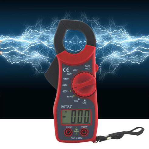 Digital Clamp Meter, DC Amp Meter, Voltage Meter, Multitester for Measuring Resistance, Red DC Amp Meter